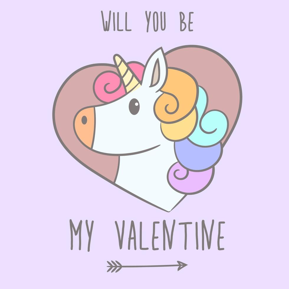 Cute unicorn in love vector