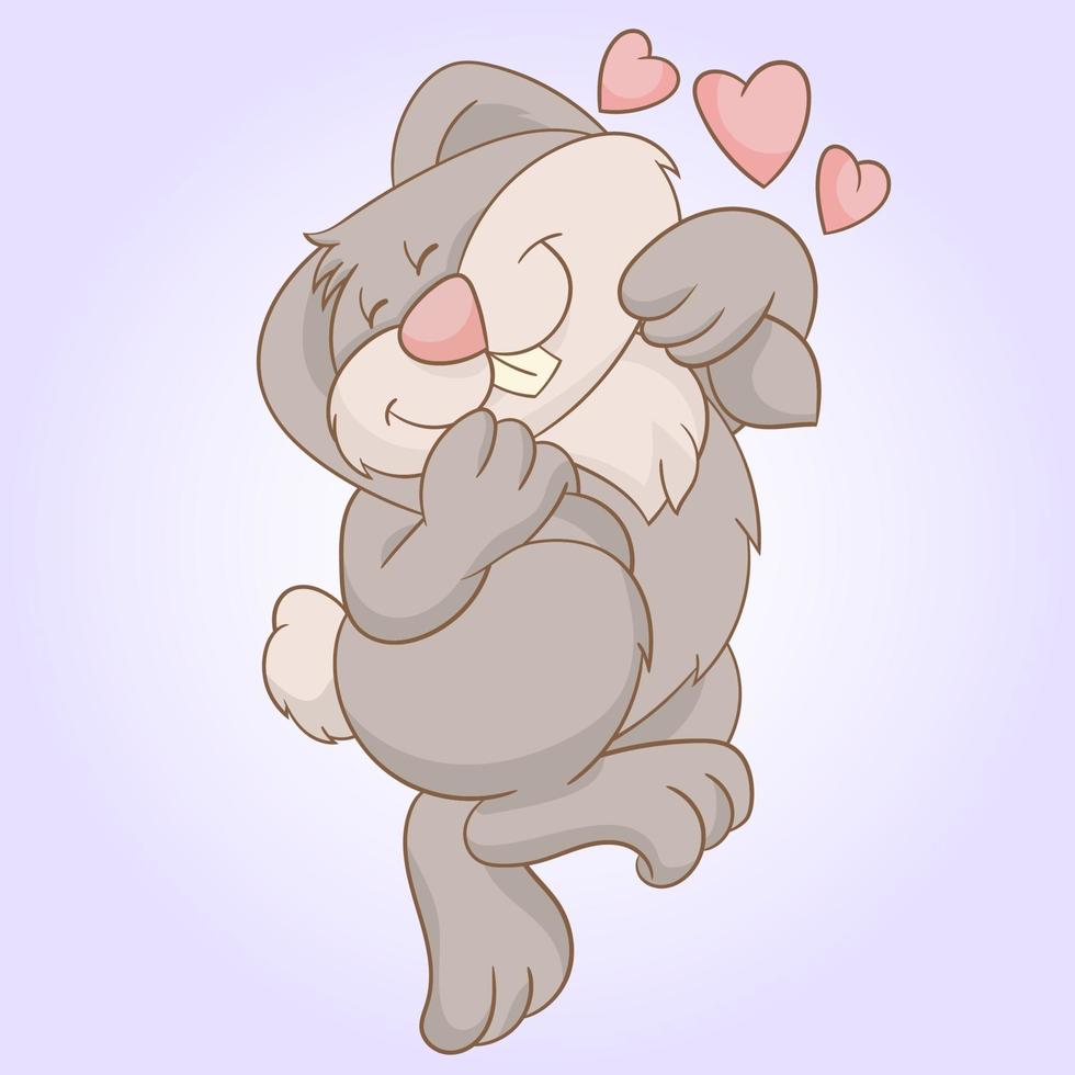 Cute baby rabbit in love vector