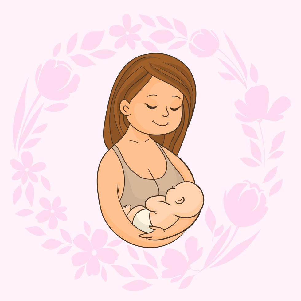 Mother with newborn baby vector