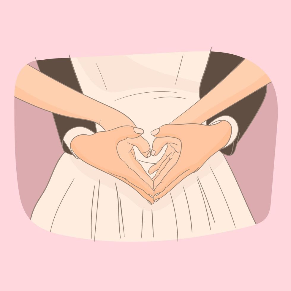 Clasped hands of bride and groom vector