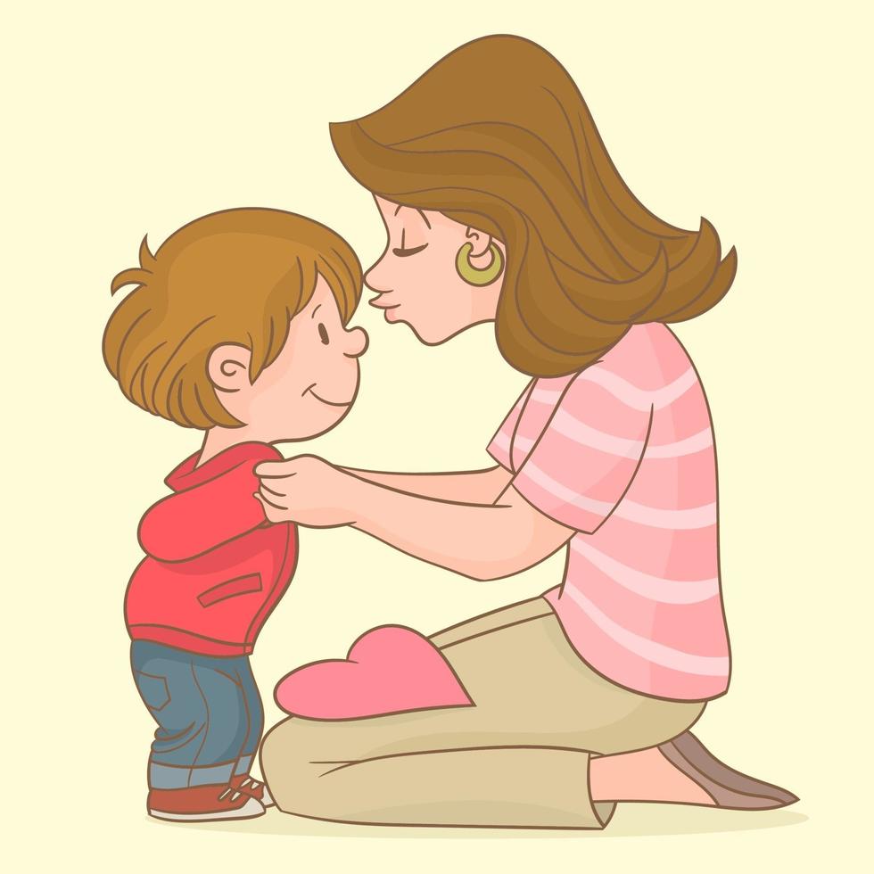 Mom kissing her child vector