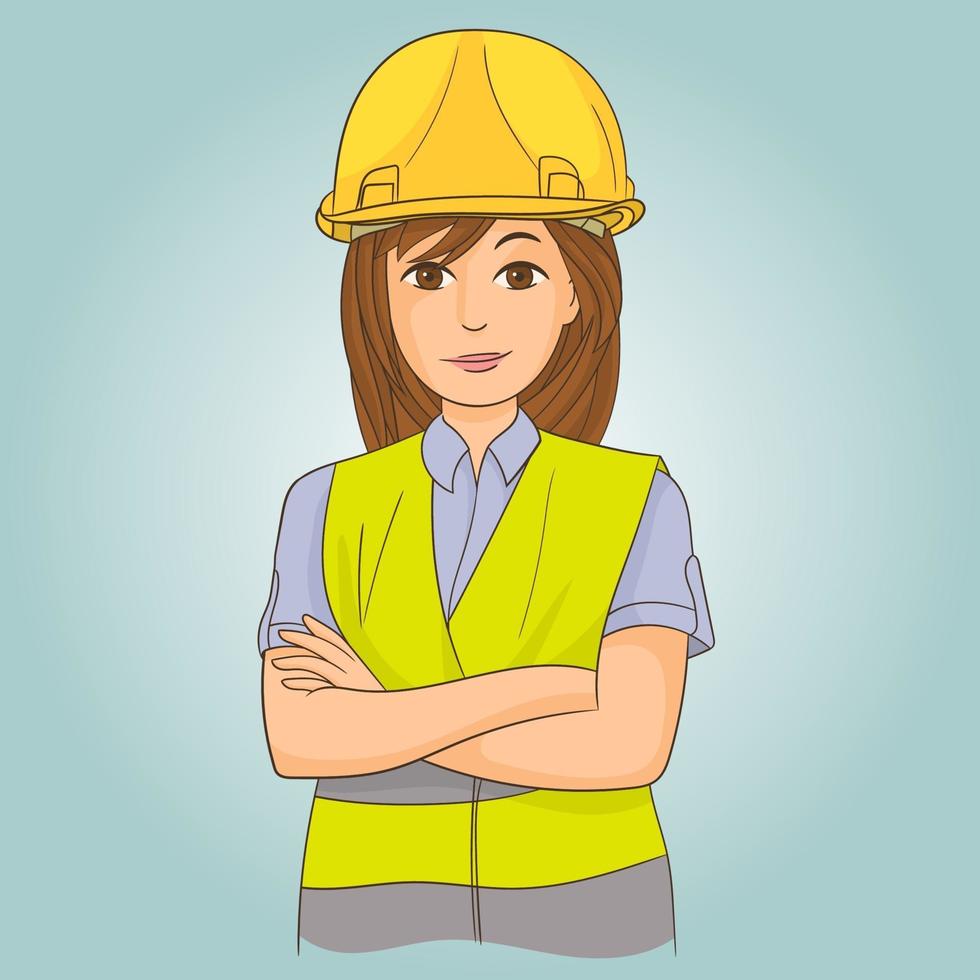 mujer joven constructora vector