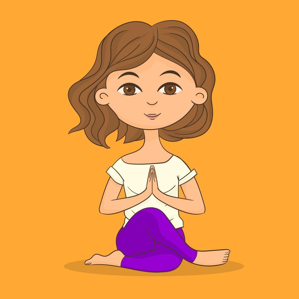 Yoga girl on fitness class vector