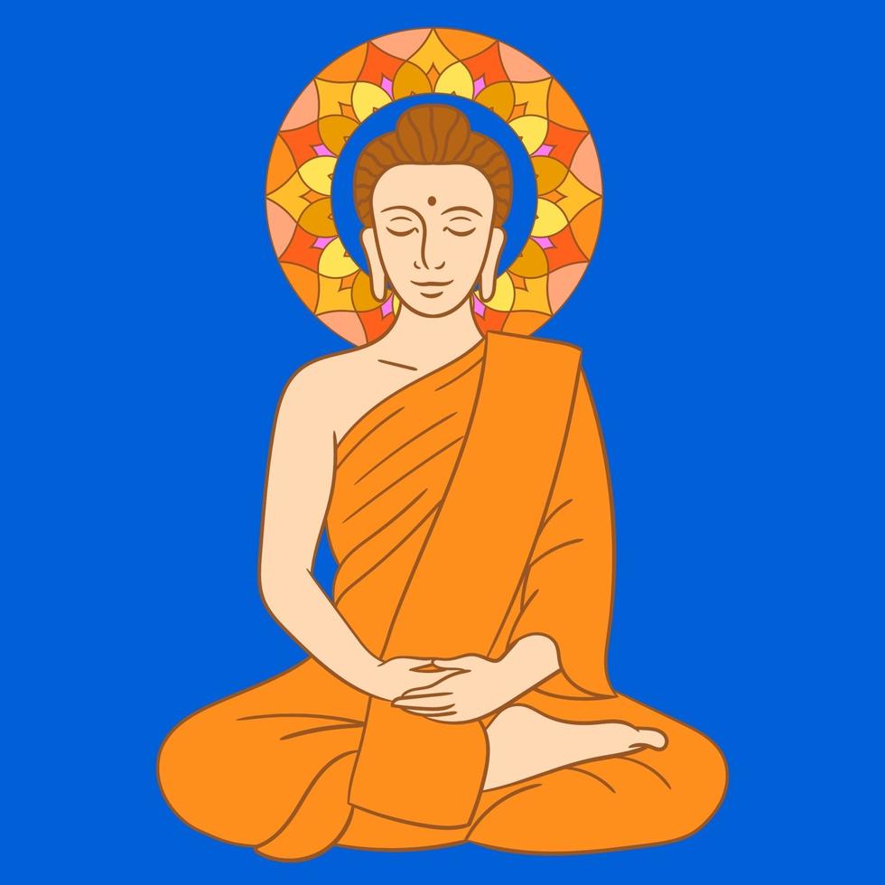 buda sentado en meditación vector