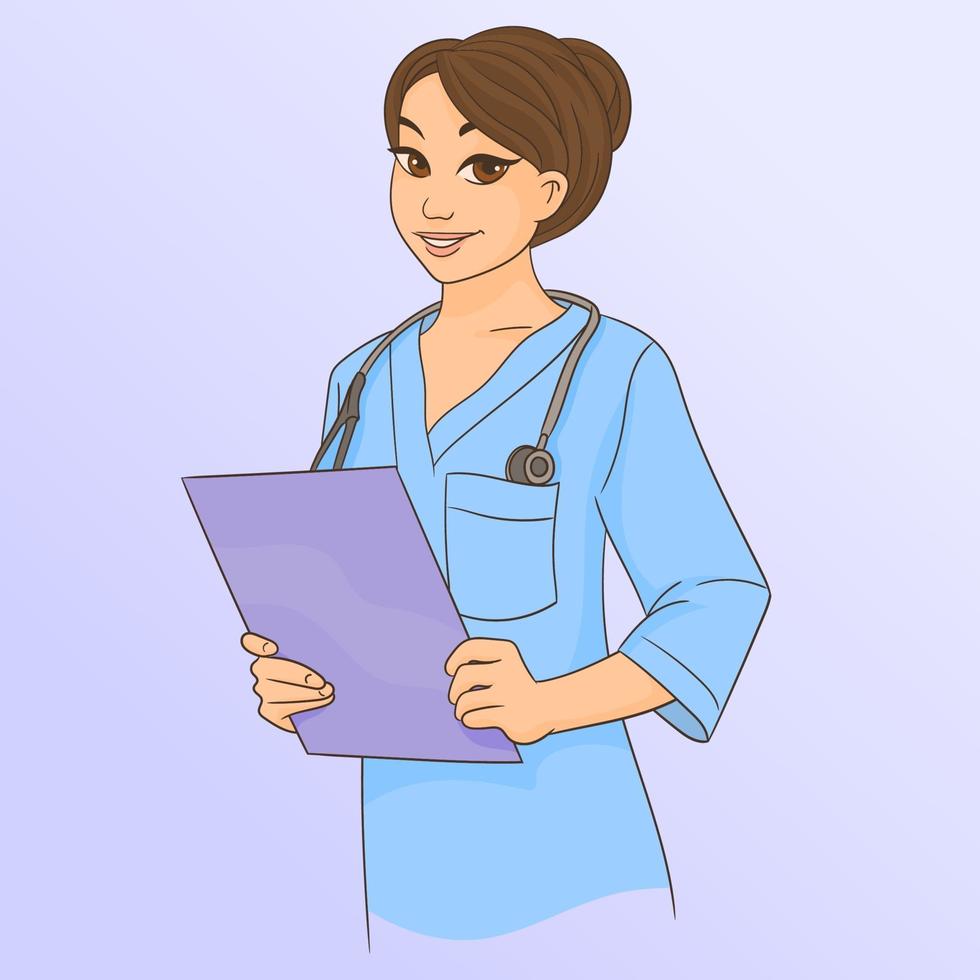 hermosa mujer doctora vector