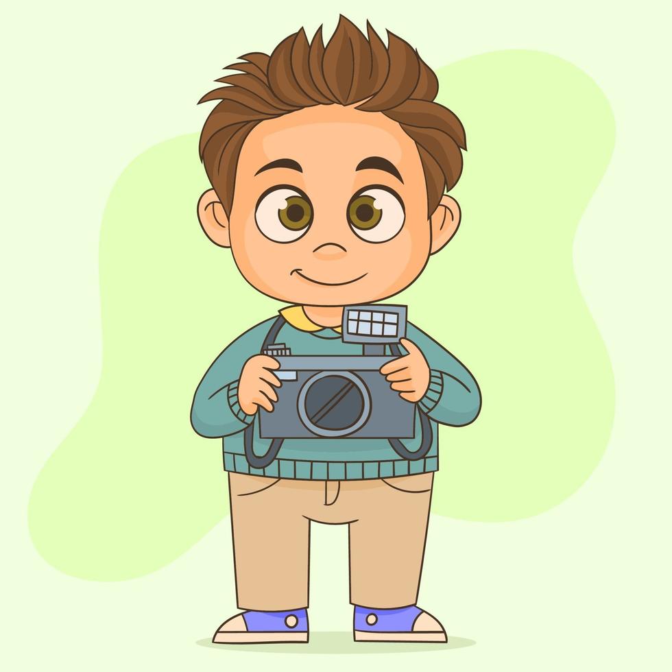 fotógrafo profesional de pie contra vector