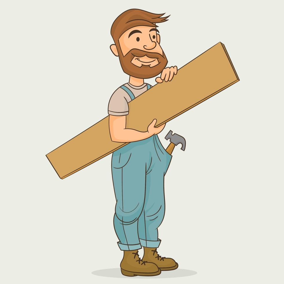 Carpenter working on woodworking vector