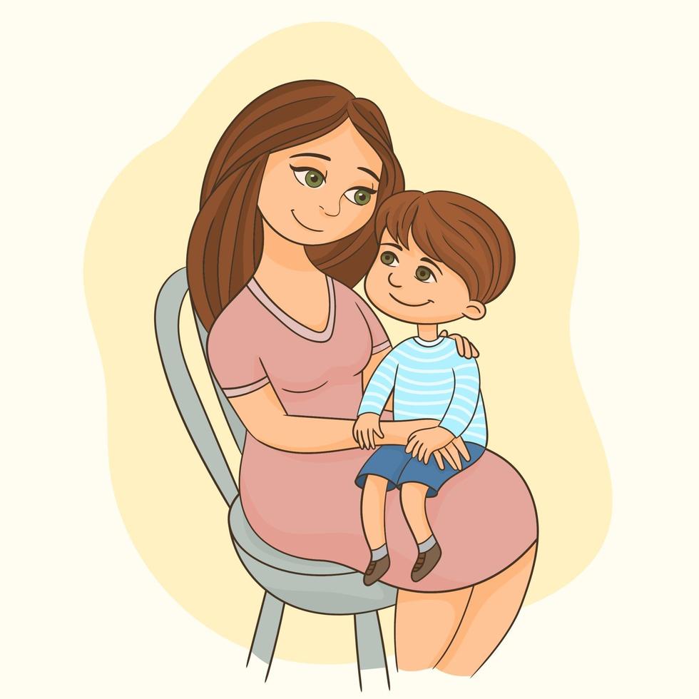 Young mother with a small child on her lap vector