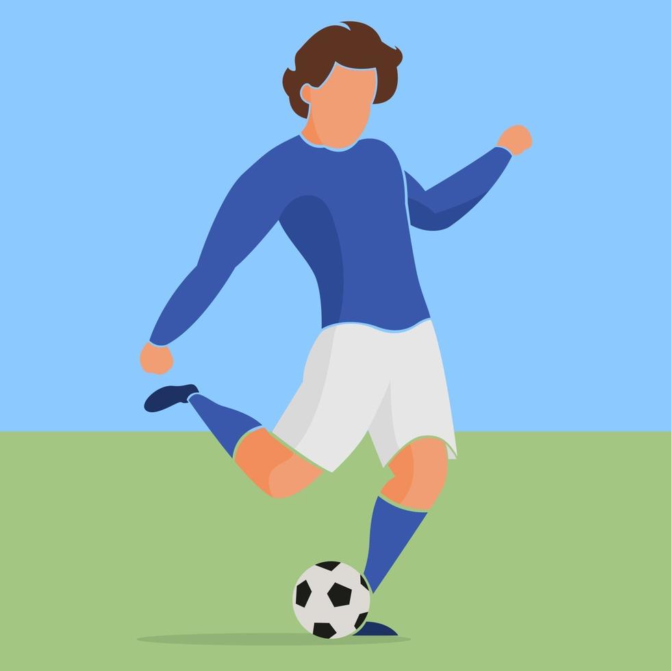 Soccer player in action kicking ball for winning goal vector