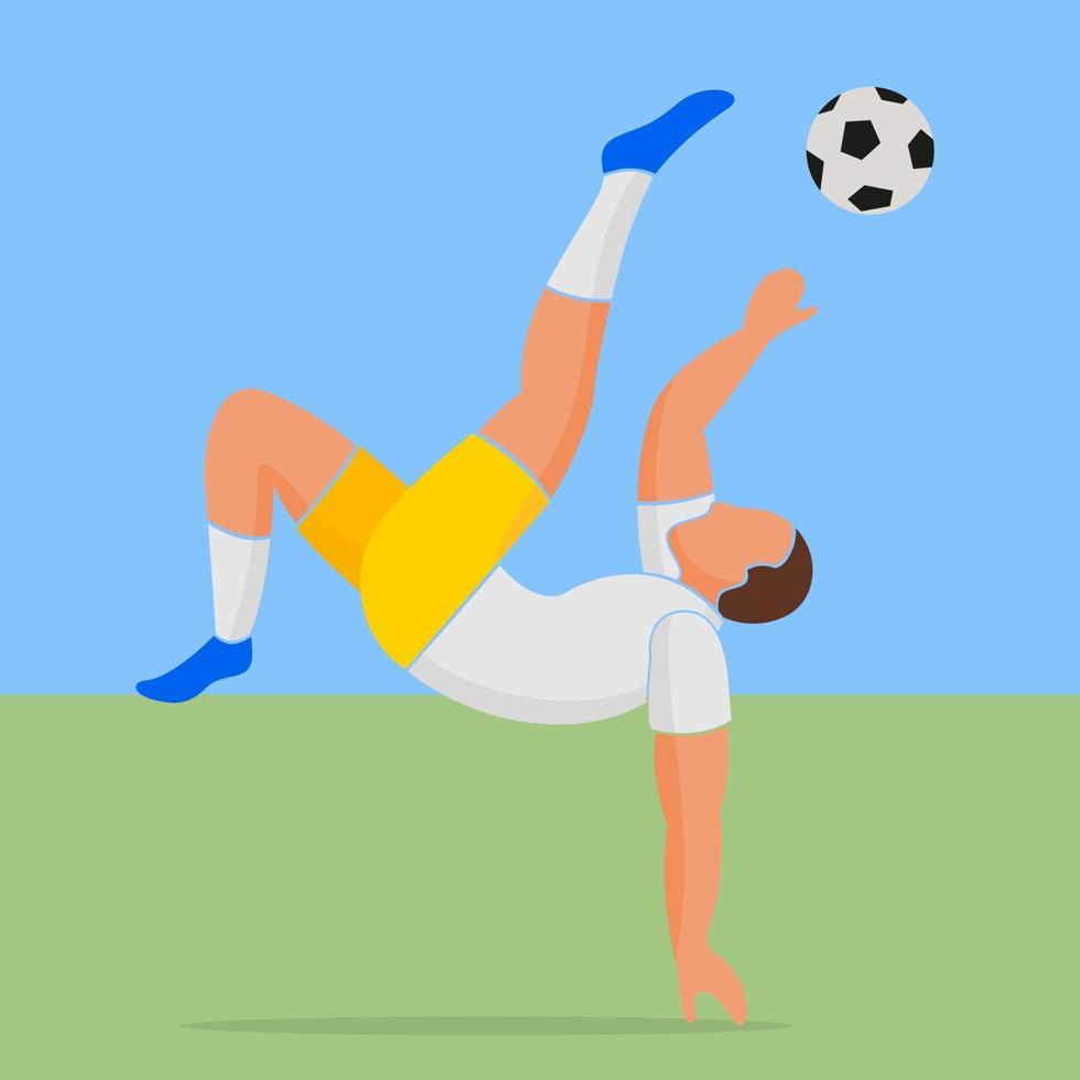 Soccer player with ball in action outdoors vector