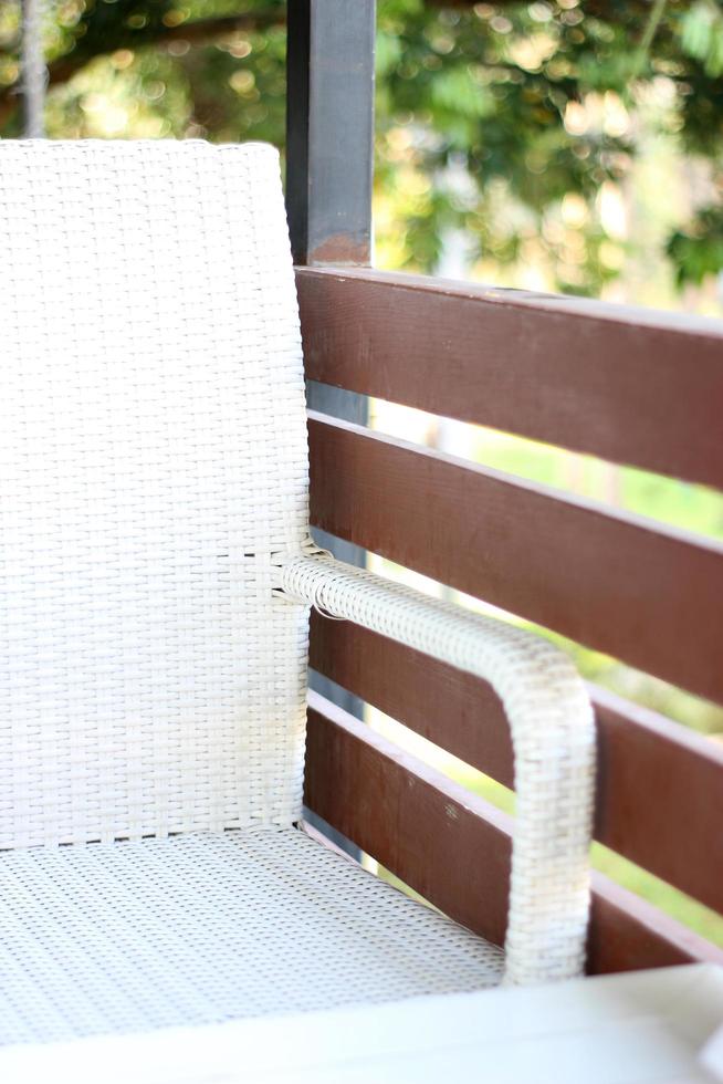 Chair on deck outside photo