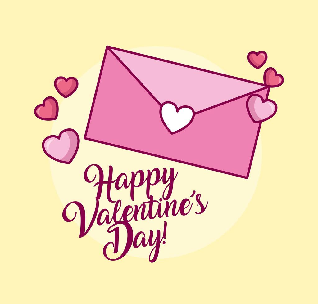 valentines day celebration with envelope and heart vector
