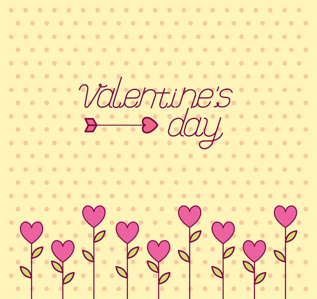 valentines day celebration with hearts flowers vector