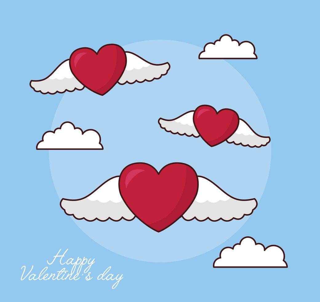 valentines day celebration with hearts flying vector