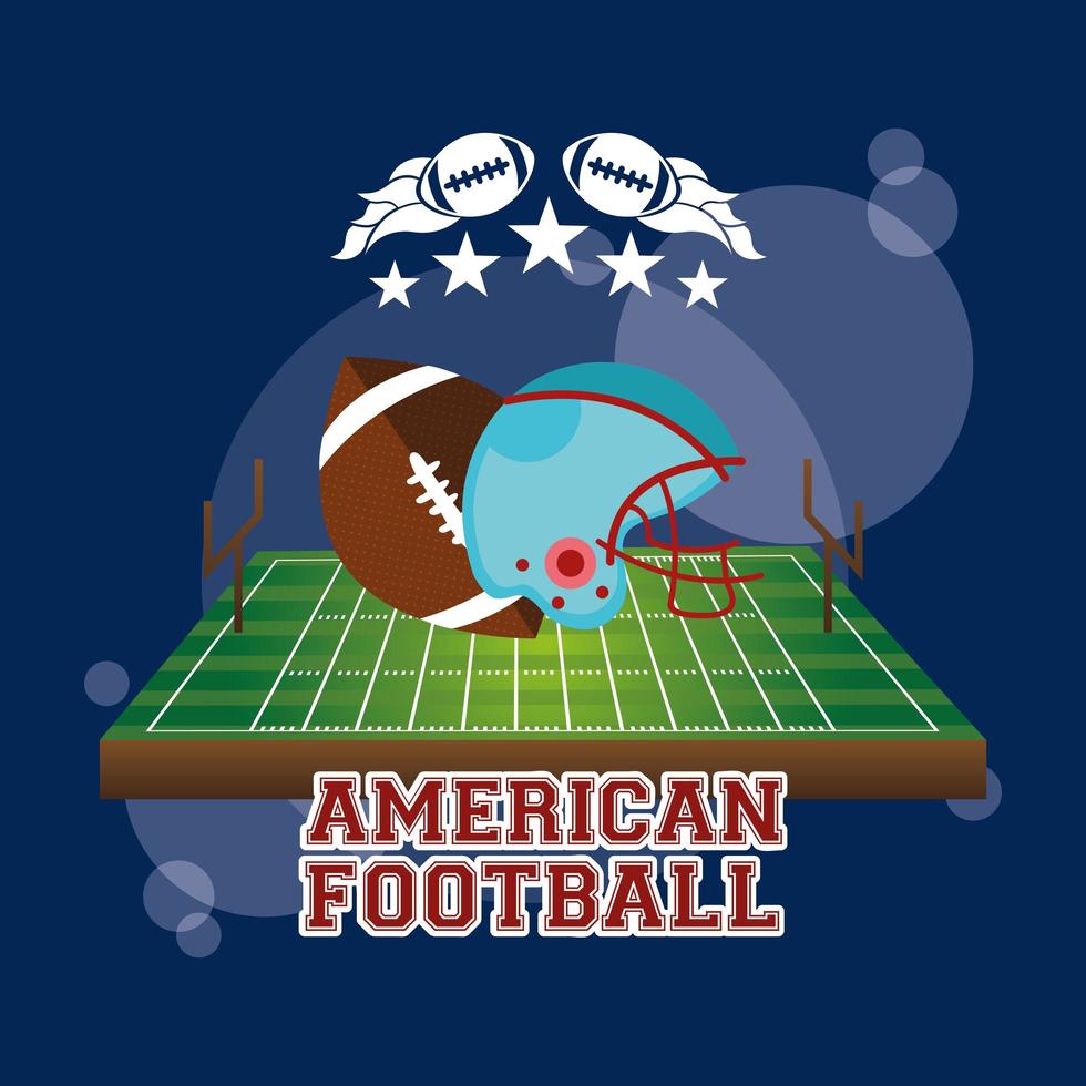 American football sport poster with ball and helmet vector