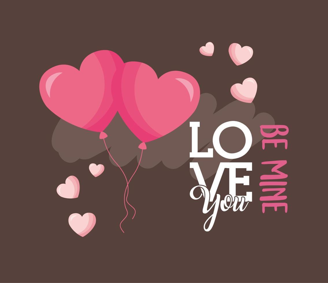 happy valentines day card with balloons vector