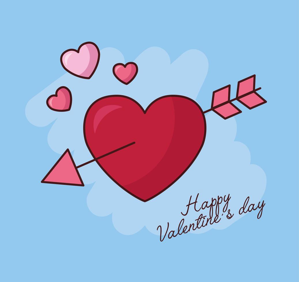 celebración del día de san valentín con corazón y flecha vector