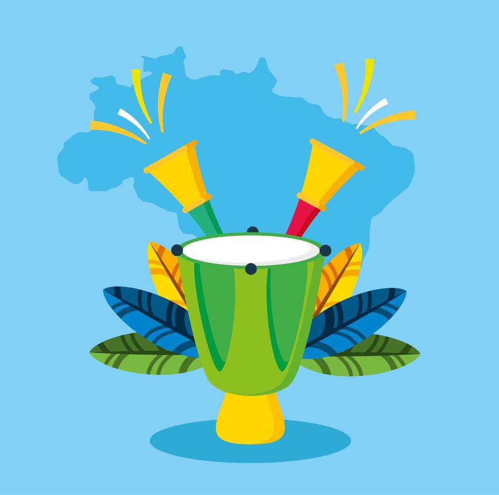 Brazilian Carnival celebration with bongos instruments vector