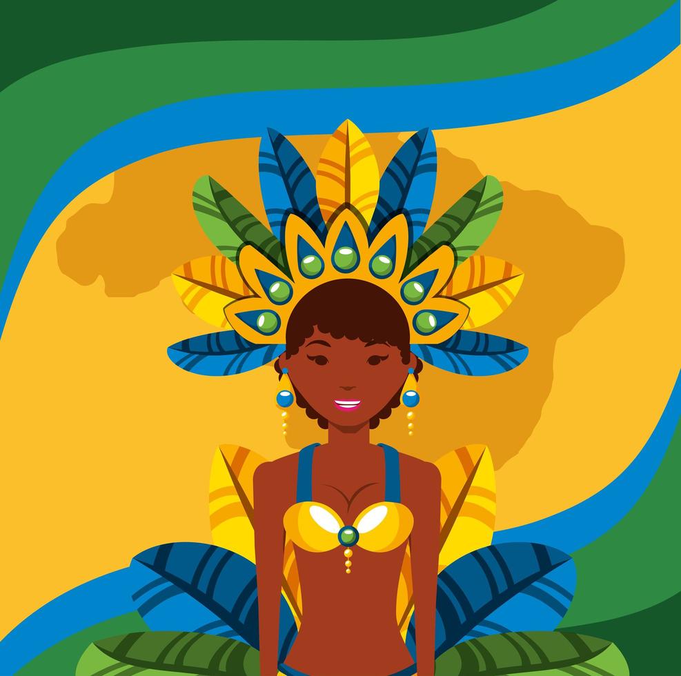 Brazilian girl in a Carnival costume dancing vector