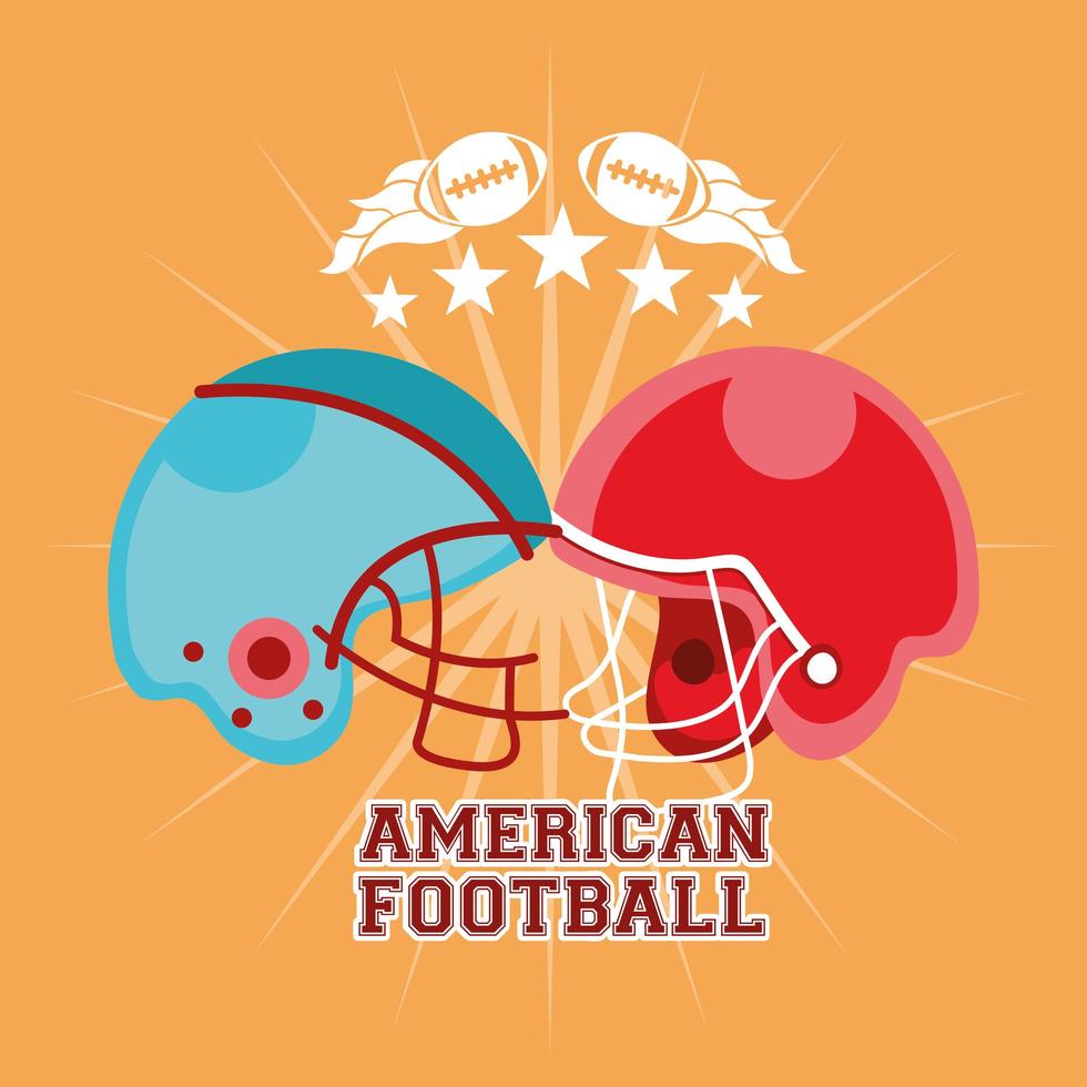 american football sport poster with helmets vector