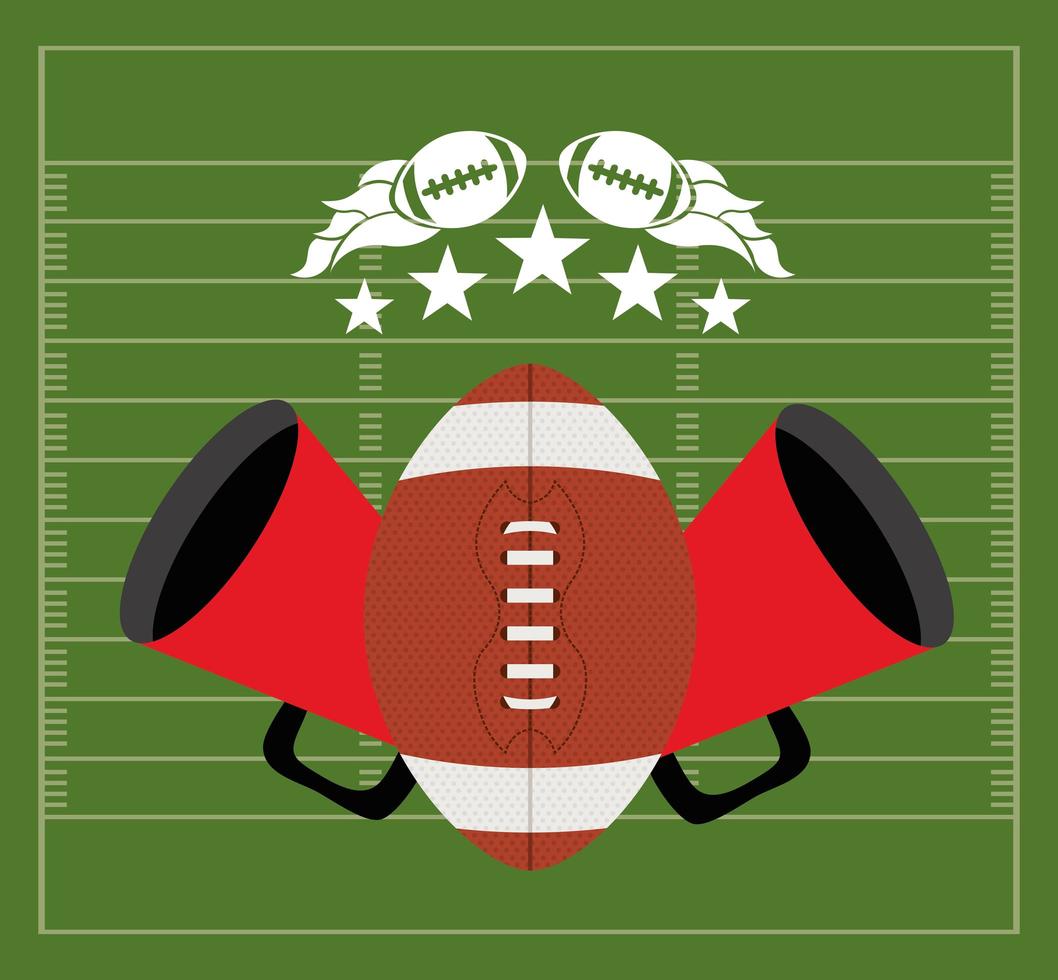 American football sport banner with ball and megaphone vector