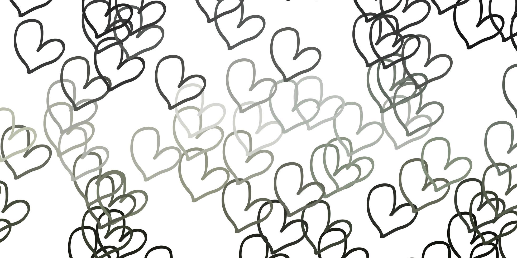 Light Gray vector pattern with colorful hearts.