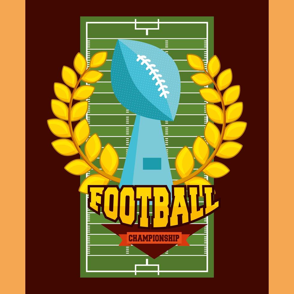 American football sport poster with trophy vector