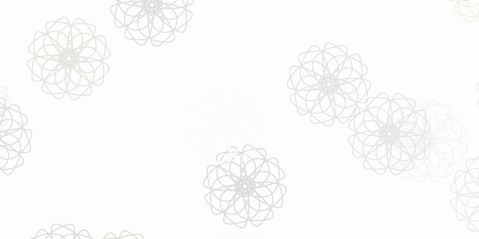 patrón de doodle de vector gris claro con flores.