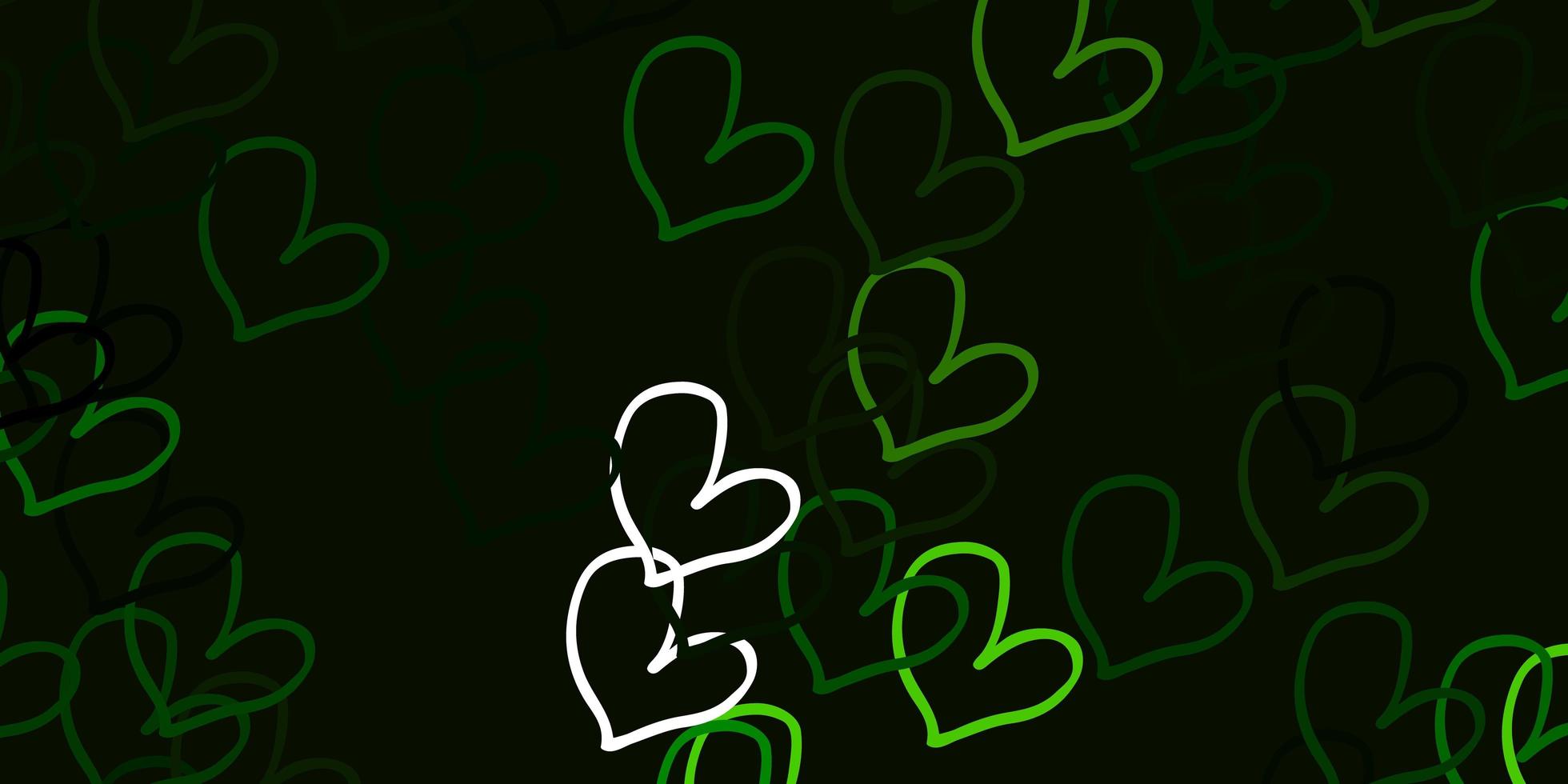 Light Green vector background with hearts.