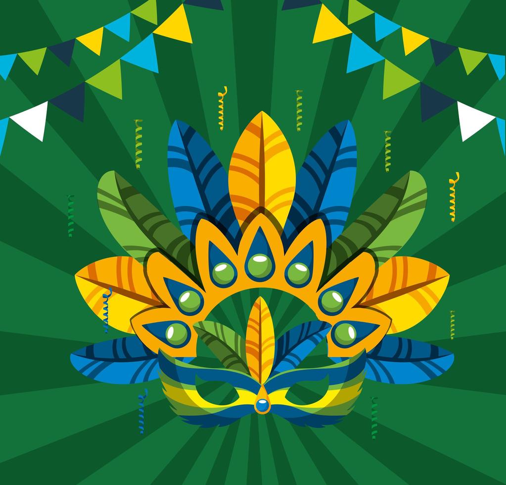 Brazilian Carnival celebration with feathers hat vector