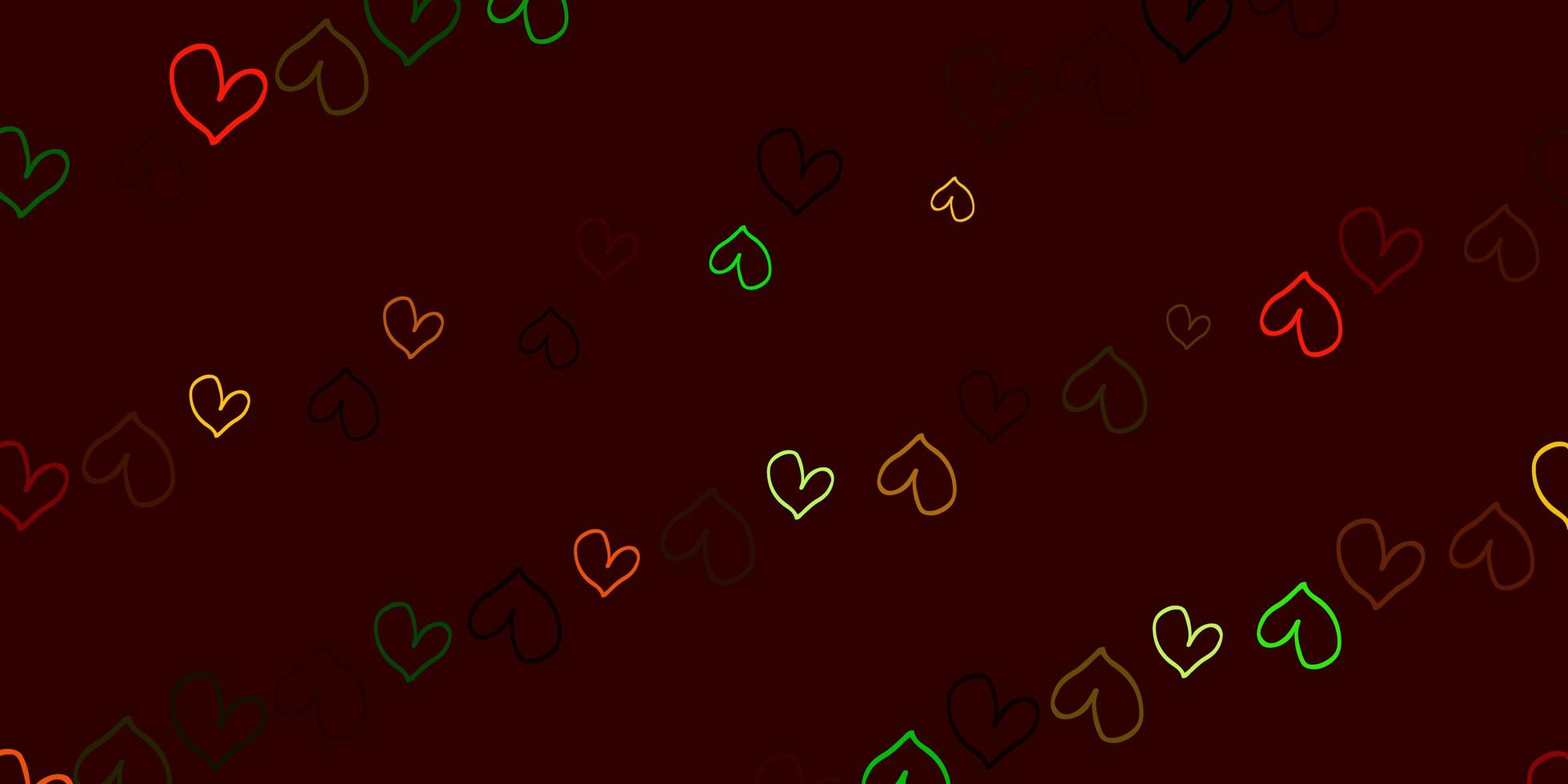 fondo oscuro con corazones multicolores vector