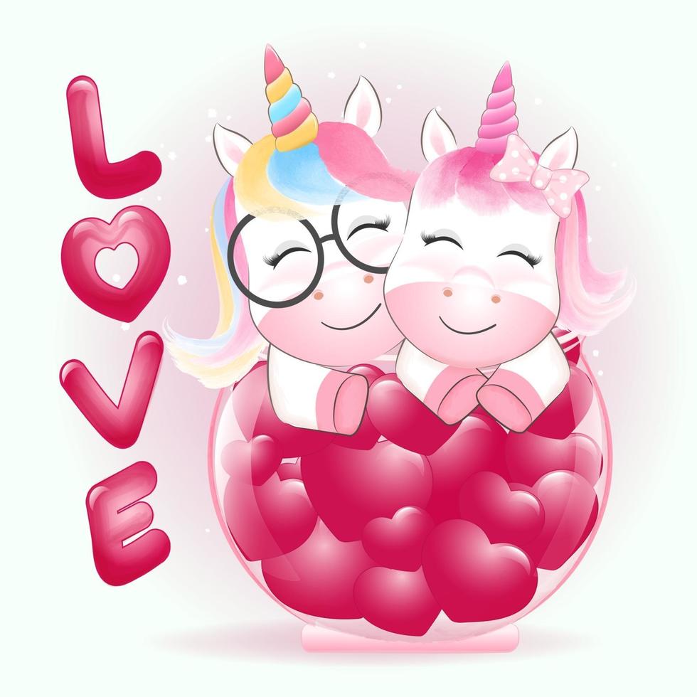 Couple unicorn and heart in jar 1968008 Vector Art at Vecteezy