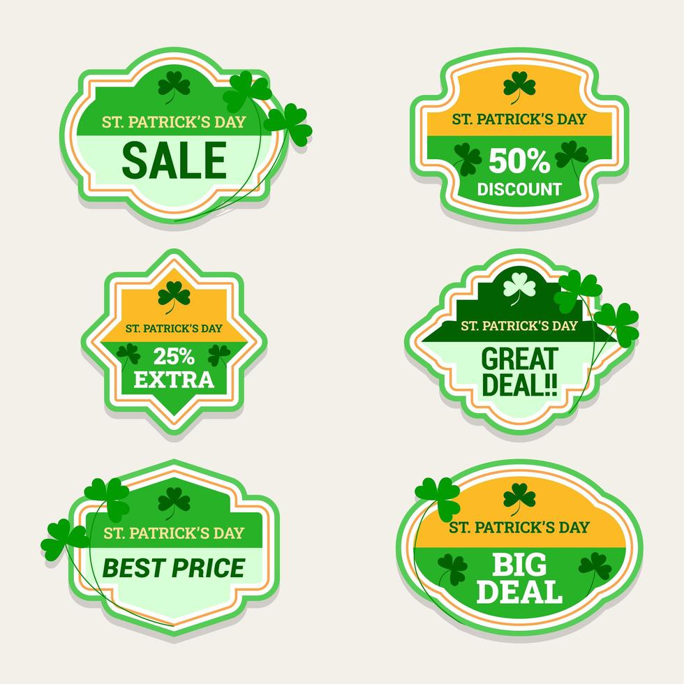 Set of Label Representing Shamrock or Clover for Saint Patrick's Day vector