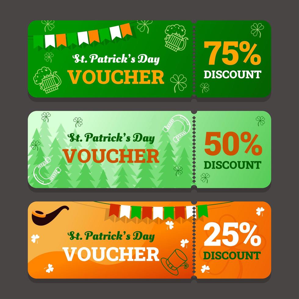 Set of Voucher or Coupon Celebrating Saint Patrick's Day vector