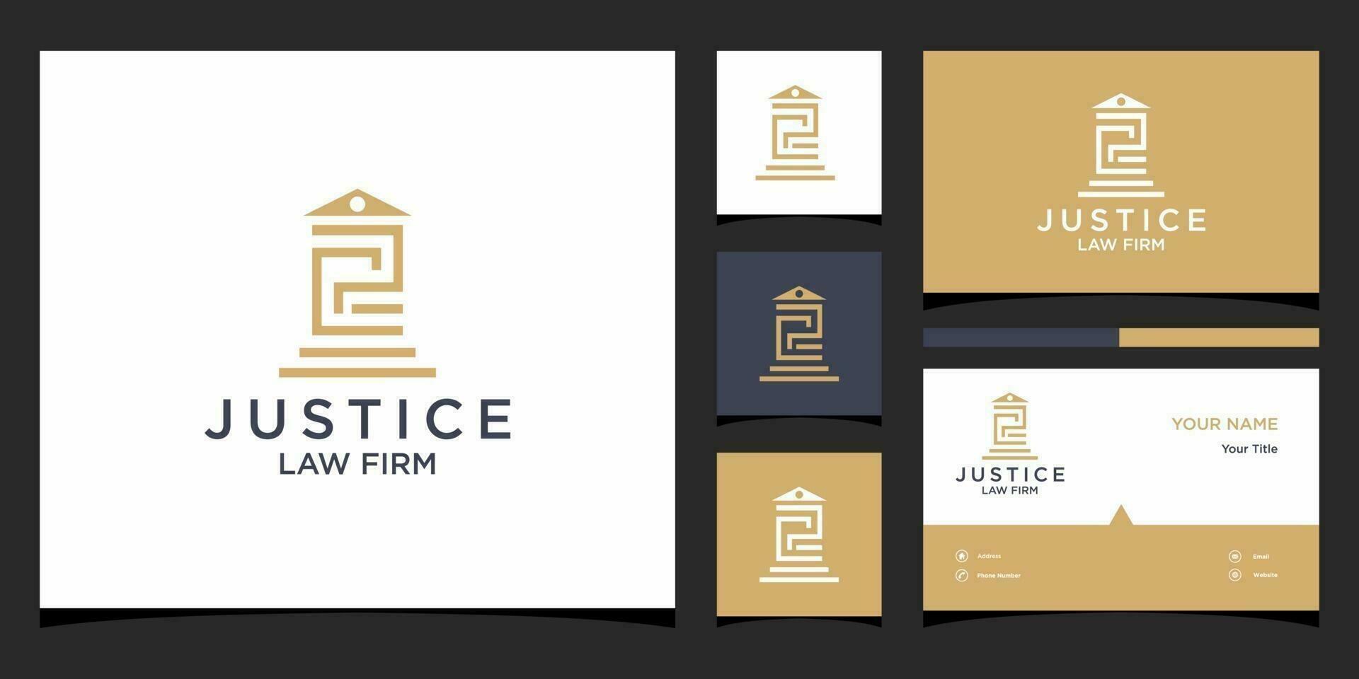 PC law logo templates and business card design Premium Vector