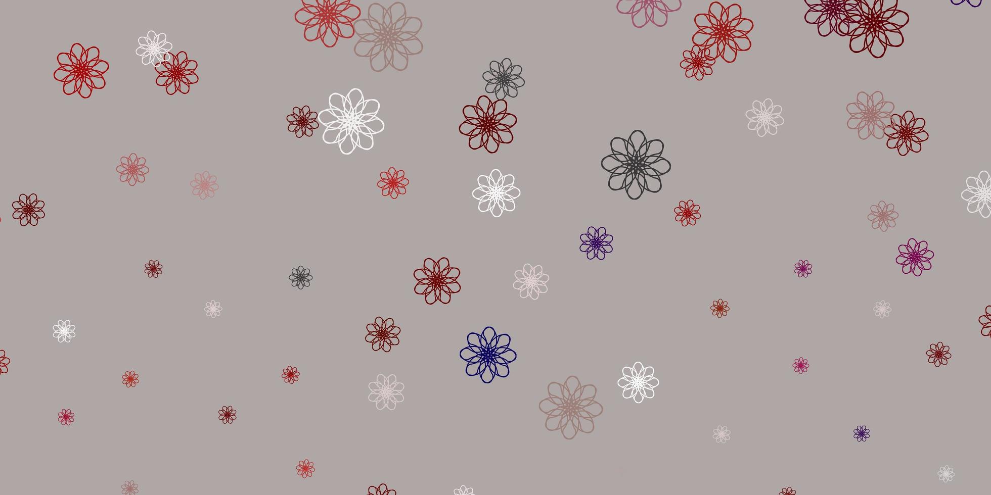 Gray Background with Multicolor Doodle Flowers vector