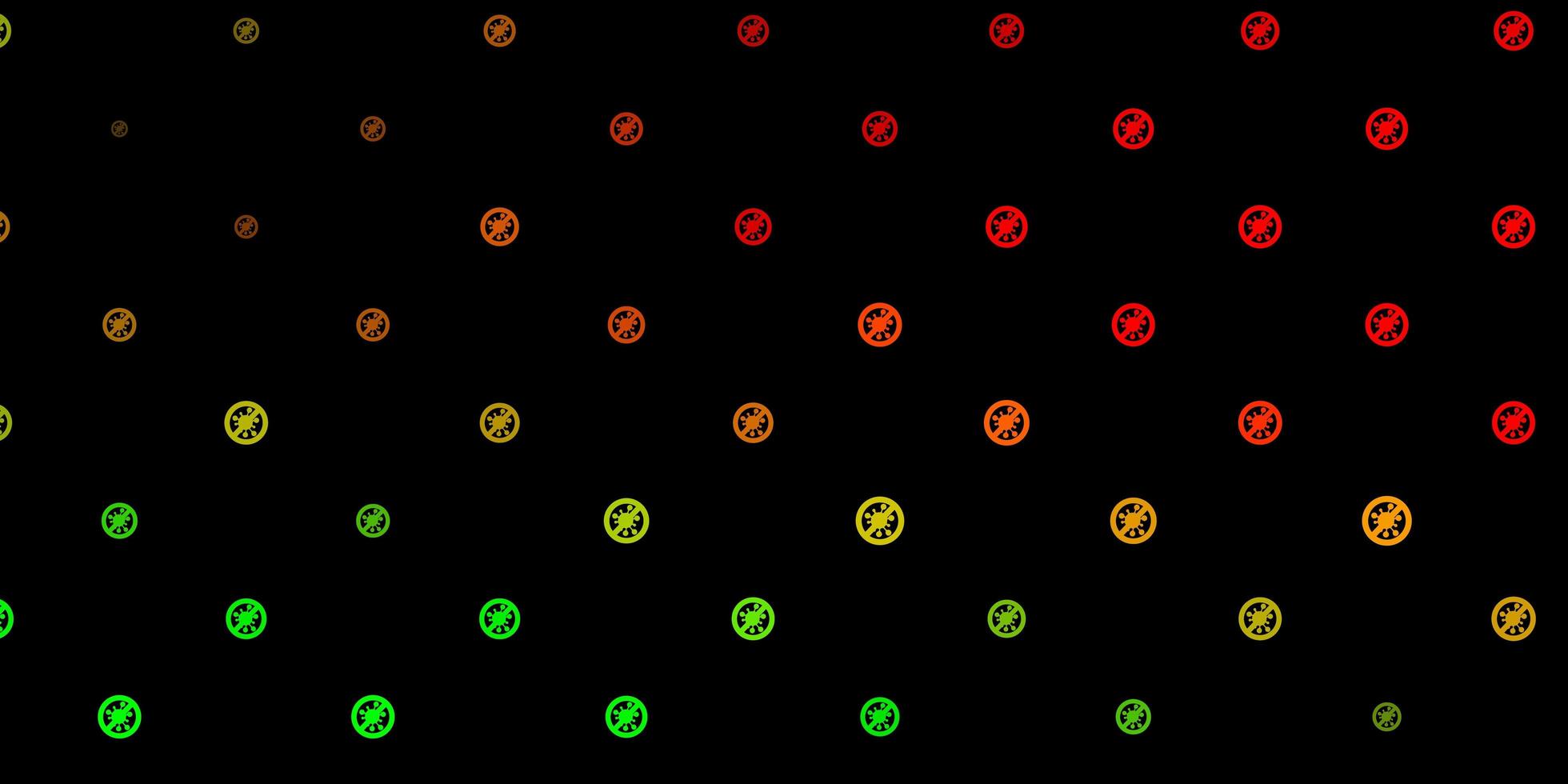 patrón de vector verde oscuro, rojo con elementos de coronavirus.