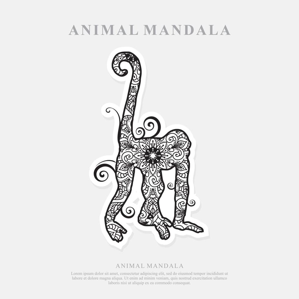Monkey Mandala. Vintage decorative elements. Oriental pattern, vector illustration.
