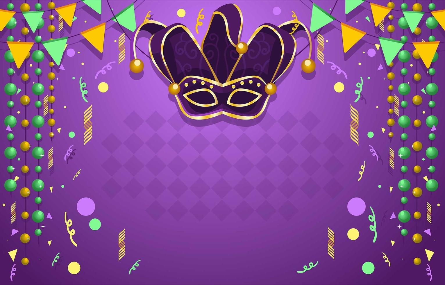 fondo de confeti de máscara de mardi gras feroz vector