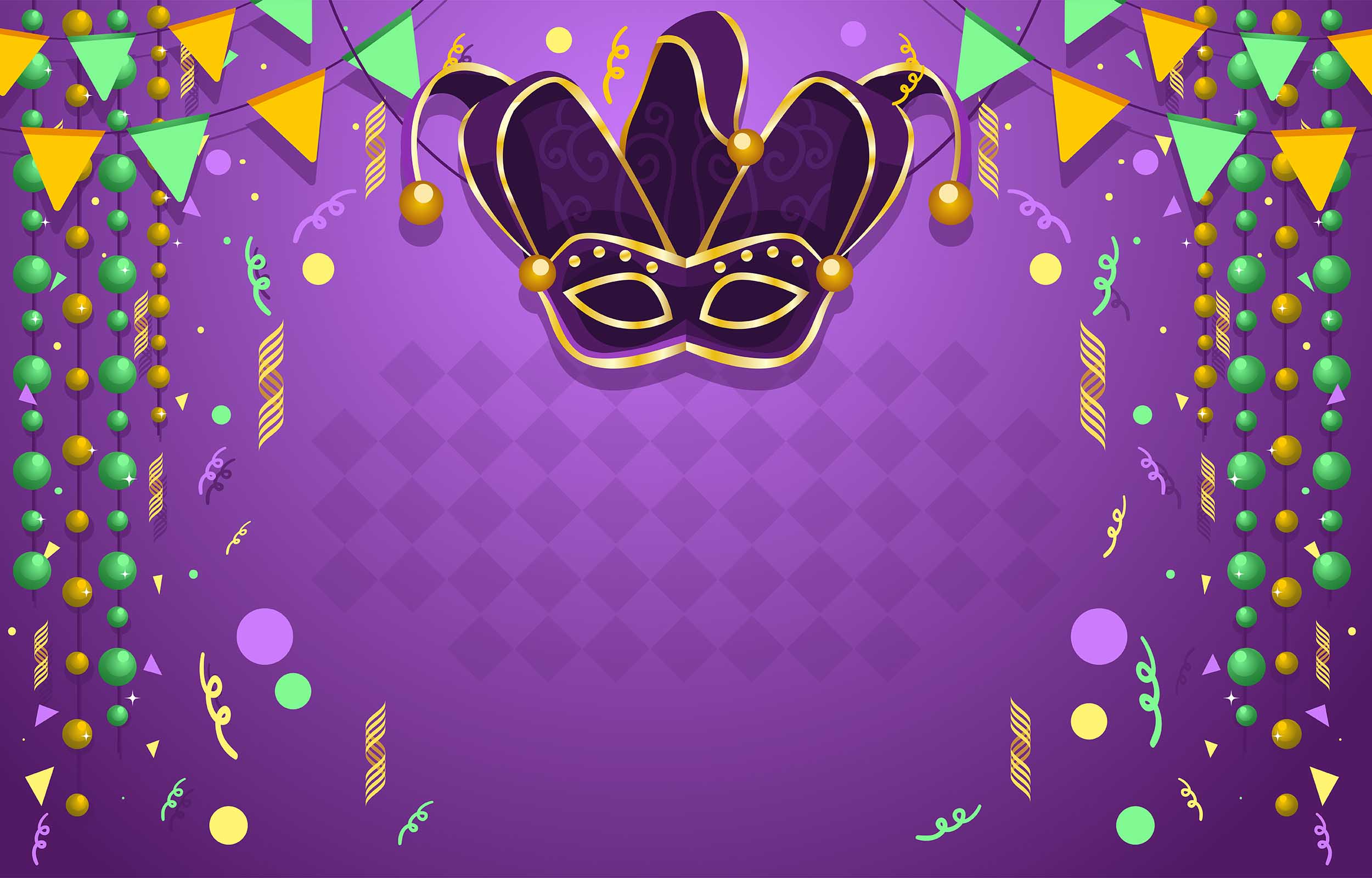 Fierce Mardi Gras Mask Confetti Background 1968302 Vector Art at Vecteezy