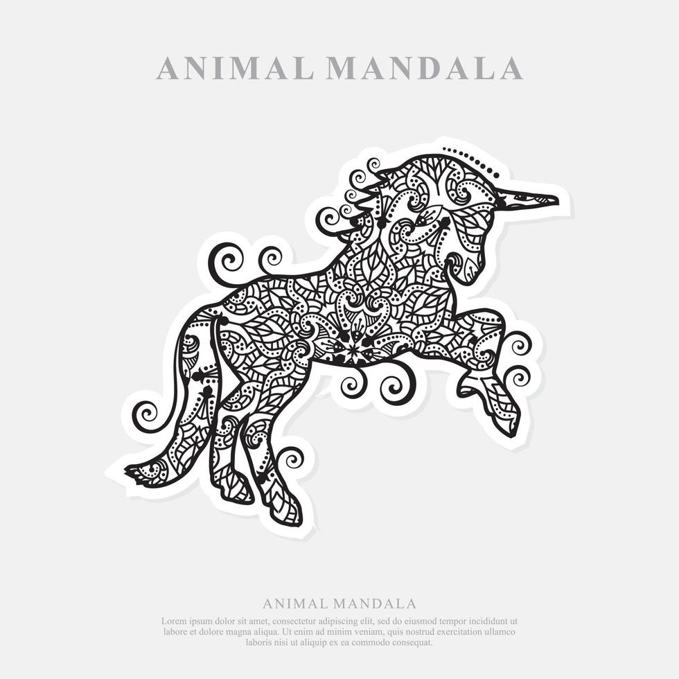 Unicorn Mandala. Vintage decorative elements. Oriental pattern, vector illustration.