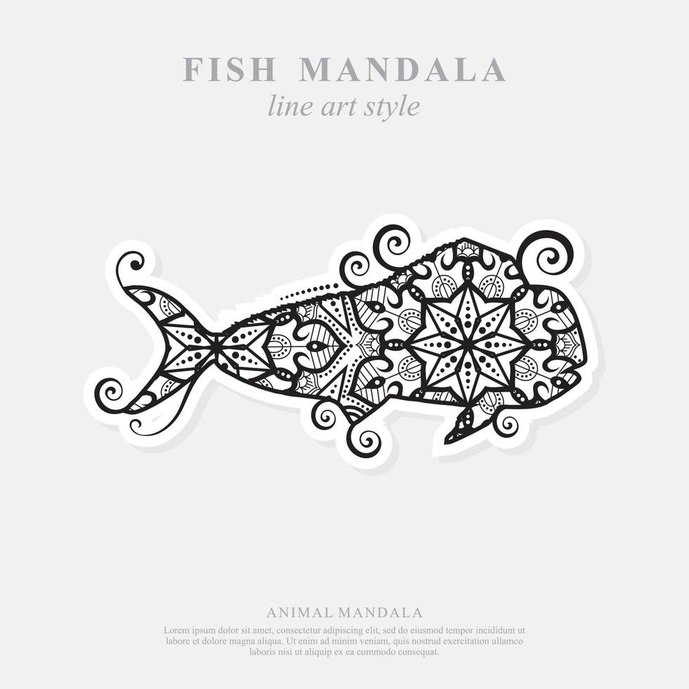 mandala de pescado. elementos decorativos vintage. patrón oriental, ilustración vectorial. vector