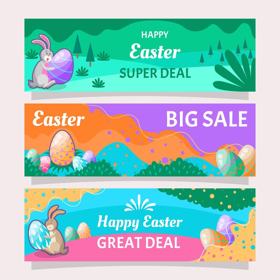 conjunto de banners de marketing de pascua vector