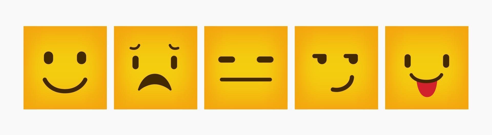 diseño de reacción conjunto de emoticonos planos cuadrados vector