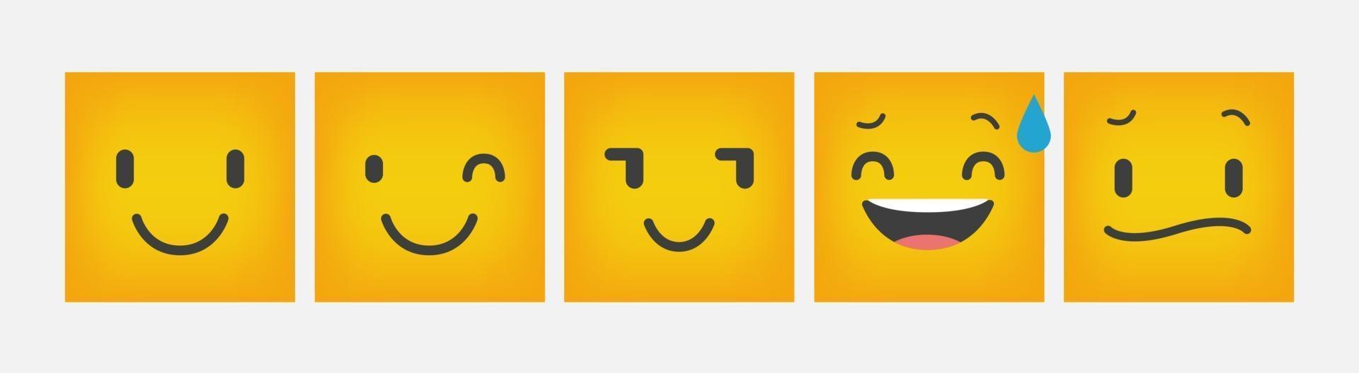 Emoticon Reaction Square Design Flat Set - Vector