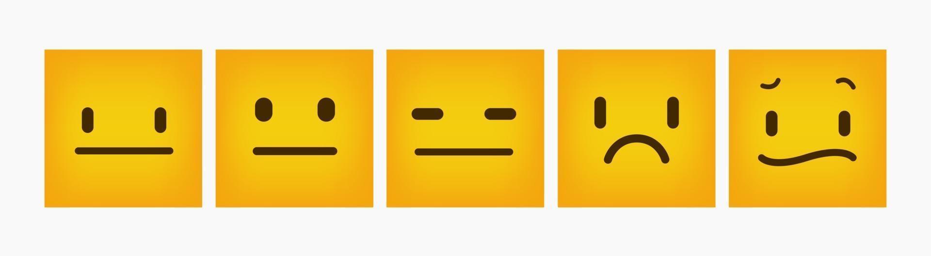 Reaction Emoticon Design Flat Square Set vector