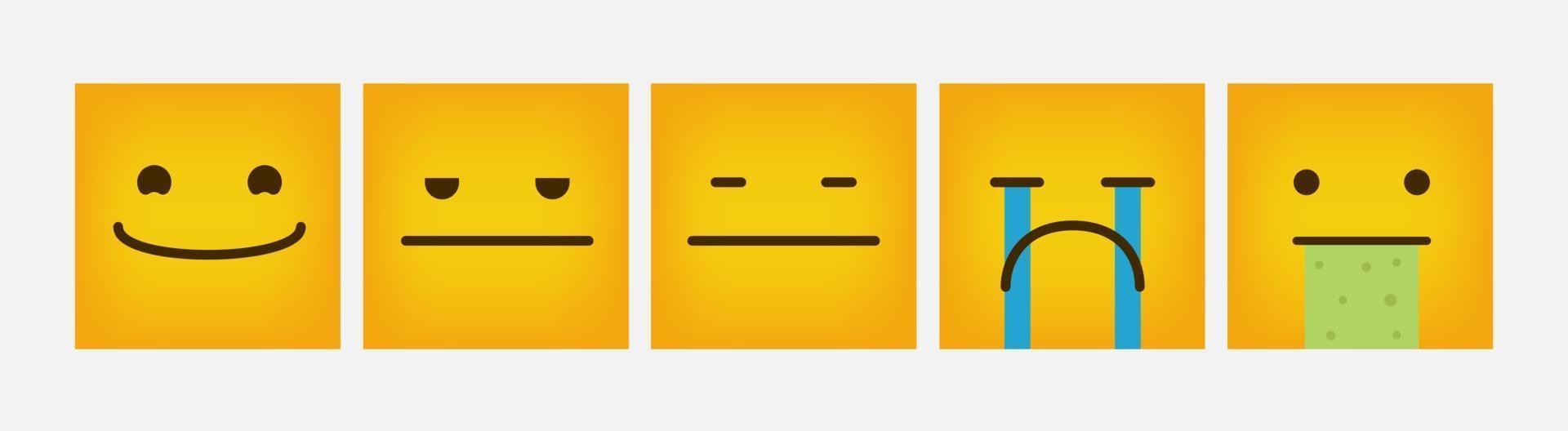Design Emoticon Square Reaction Flat Set - Vector