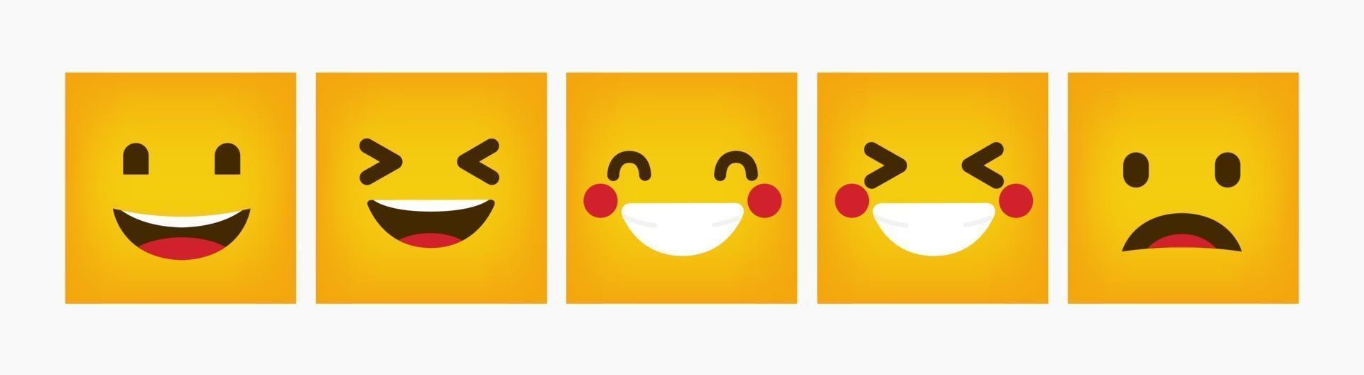 Reaction Emoticon Design Square Flat Set vector