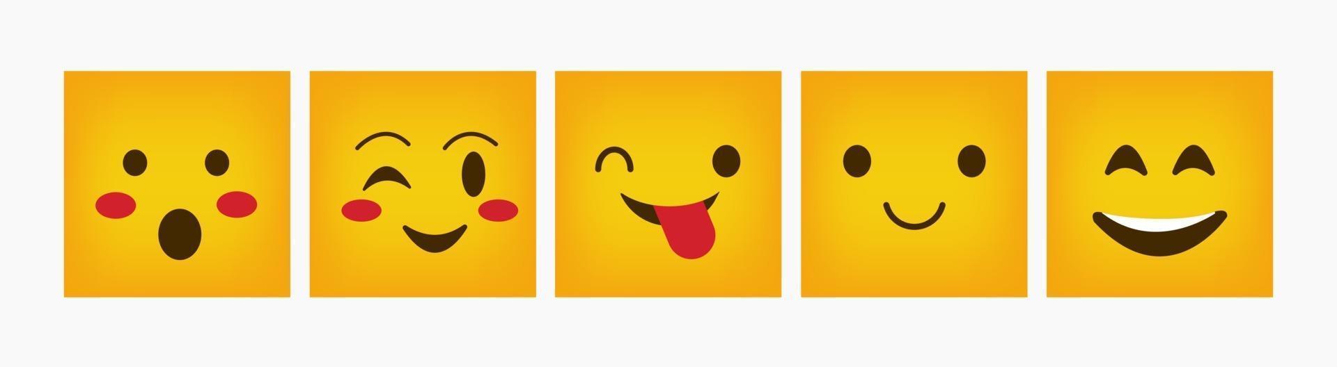 Emoticon Design Square Reaction Set Flat vector