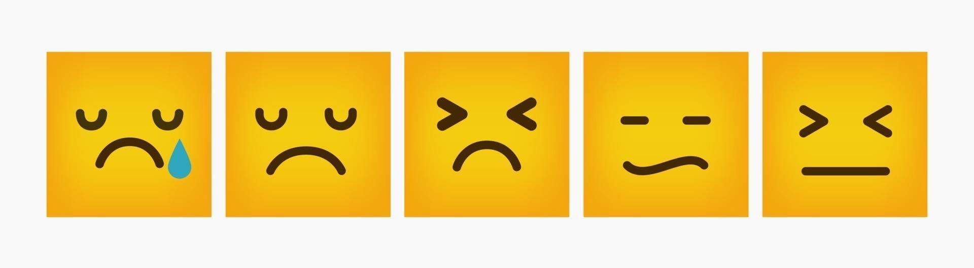 Emoticon Reaction Design Square Flat Set vector